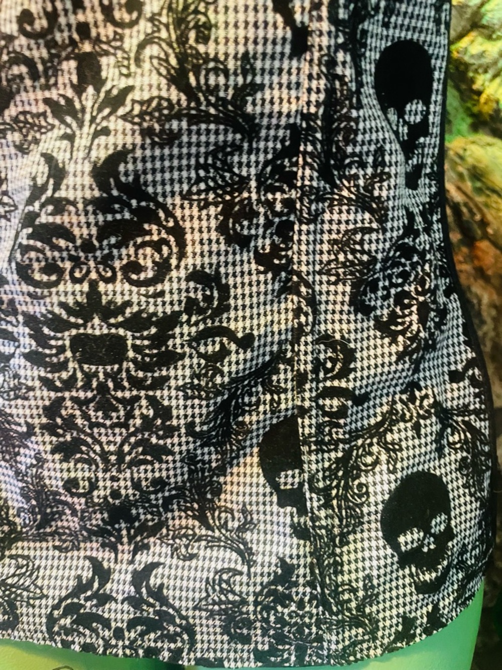 Black and White skull and damask Patterned Bustier Top - Picture 5 of 10